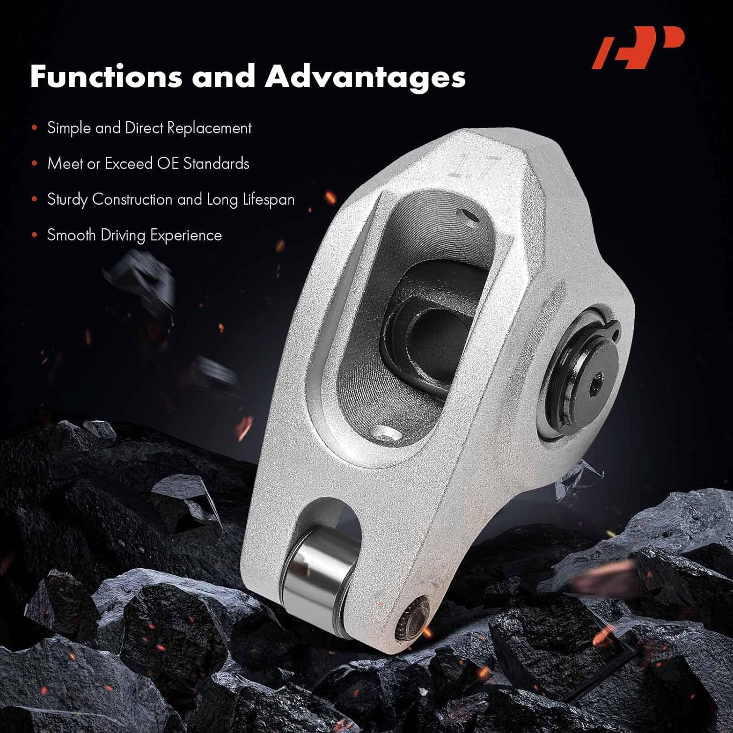 A-Premium 16Pcs Aluminum Engine Roller Rocker Arms with Needle Bearings Compatible with GM LS1/LS2/LS6, 1.7 Ratio, 3/8" Studs