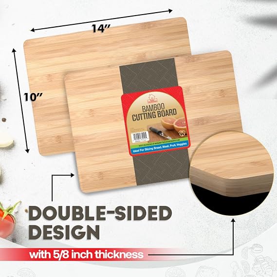 Better Houseware Bamboo Cutting Board - 10 x 14 - Natural Bamboo - Double-Sided, Knife Friendly, Perfect for Cutting, Dicing, Chopping & Charcuterie
