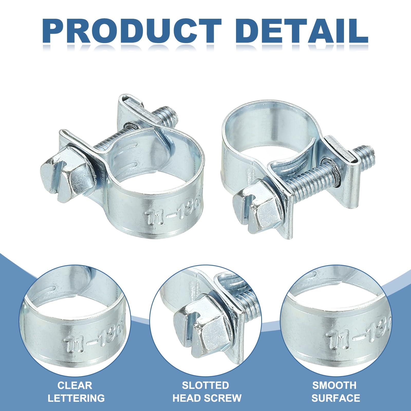 PATIKIL 10 Pcs 11-13mm Mini Fuel Injection Hose Clamps Zinc Plated Adjustable Clamp - Image 4
