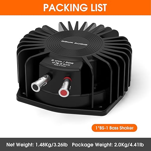Miniatura 8 de Douk Audio BS-1 Bass Shaker transductor táctil de alta potencia de 50 W - Subwoofer bajos para cine en casa, audio de coche y silla de juegos de