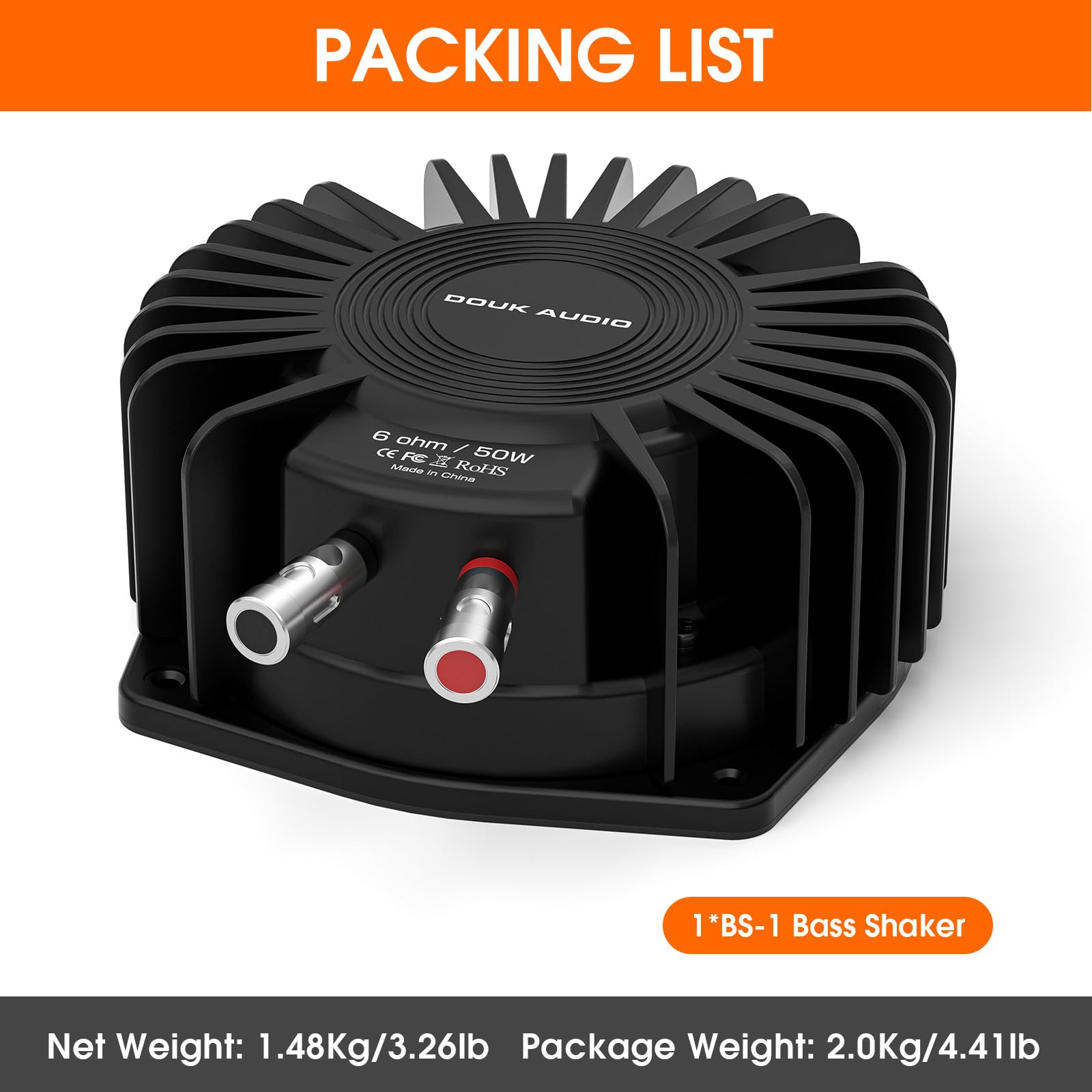 Douk Audio BS-1 Paire de transducteurs tactiles haute puissance 50 W pour home cinéma, audio de voiture et chaise de jeu