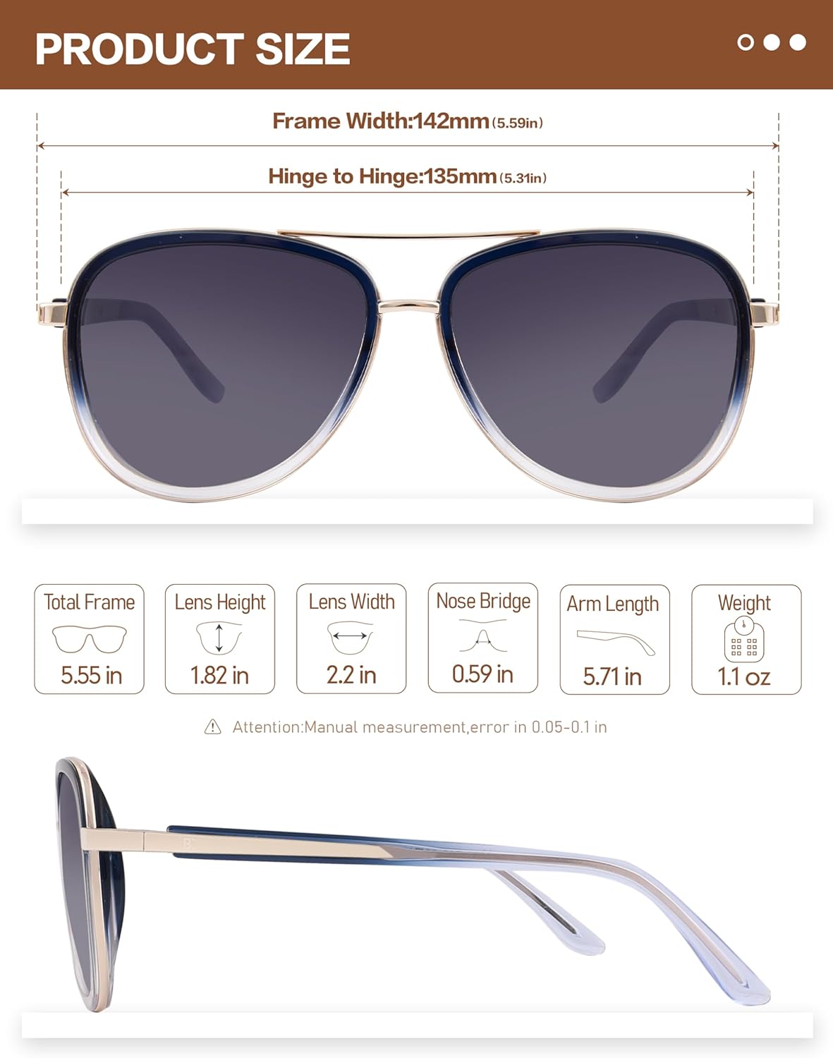 BIRCEN Polarized Sunglasses for Women UV - Protection Womens Retro Mirrored Shades with Acetate Frame BC2001