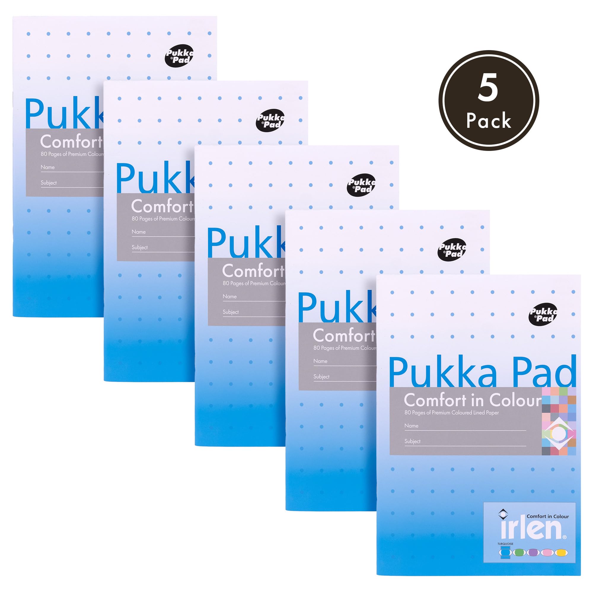 Pukka Pad Irlen A5 Exercise Book, Pack of 5 Staple Bound Notebooks with 80 Pages, 40 Sheets of 80GSM Paper - Image 3