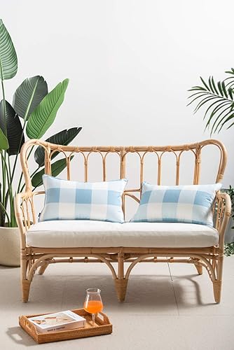 Miniatura 6 de Coastal Patio - Funda de almohada para interiores y exteriores, solo para patio, sofá, cuadros de búfalo negro, 20 x 20 pulgadas