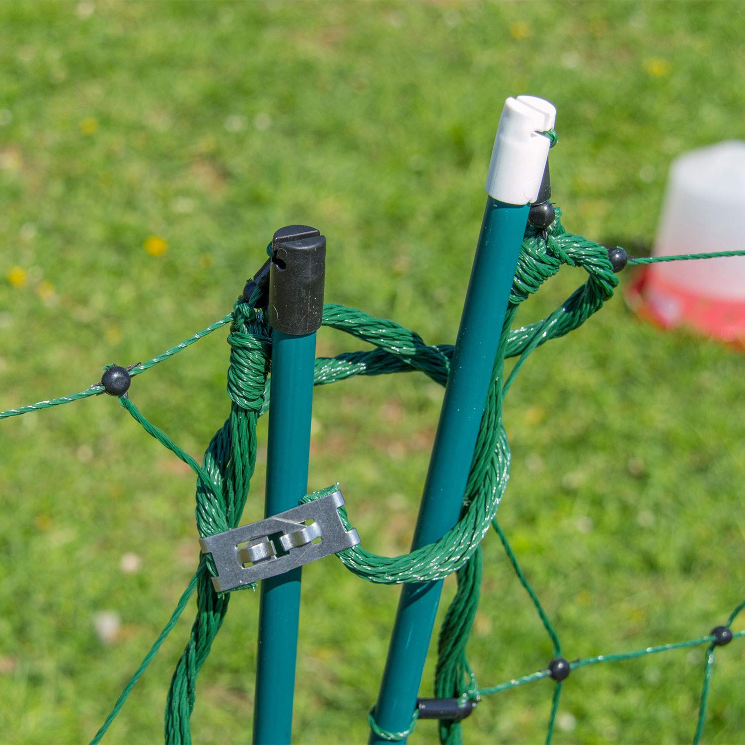 Red de seguridad para aves de corral, 105 cm, 50 m, 15 estacas, color verde