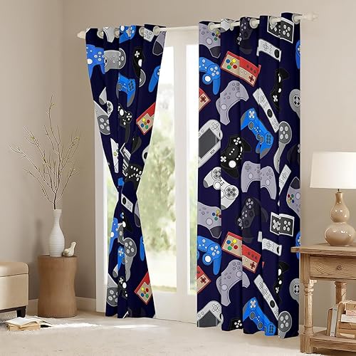 Miniatura 4 de Erosebridal - Cortinas para jugadores estilo gamer, cortinas para ventana con diseño de controlador de juego para niños, adolescentes y jóvenes,