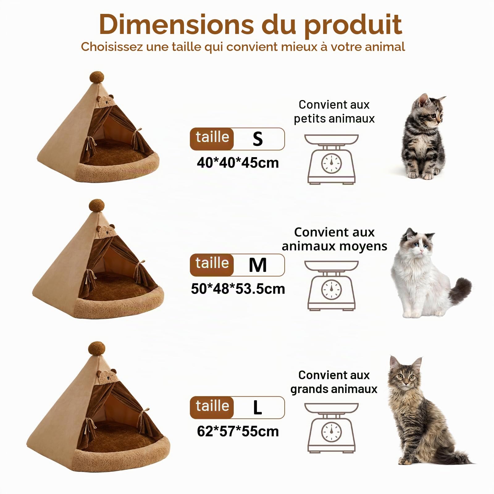 Galatée Lit pour Chat, Tente pour Chat, Lit en Peluche Douce pour Animaux De Compagnie avec Coussin Amovible Et Lavable, Tente Chaude pour Animaux De Compagnie, Tente Igloo pour Chien(L)