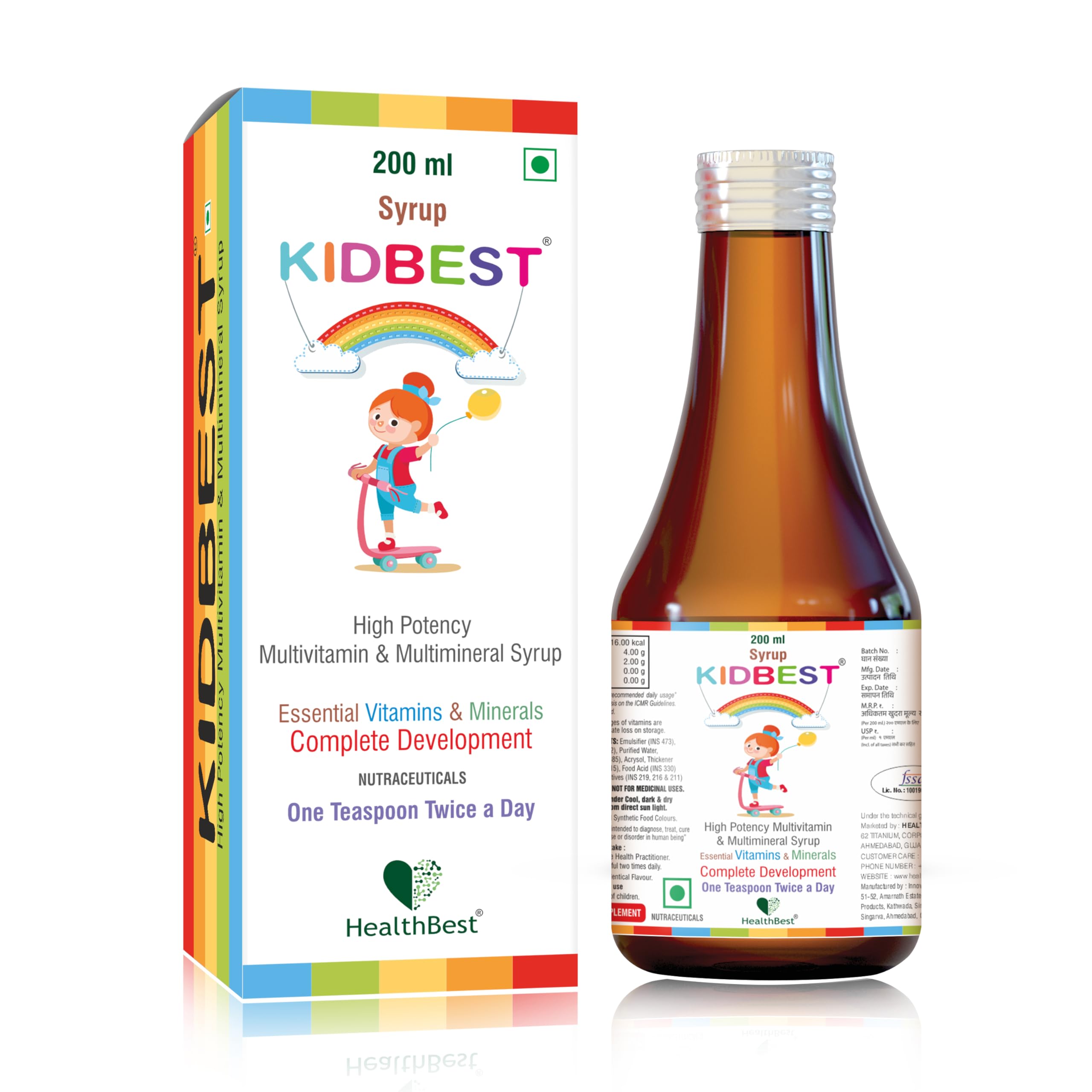 Kids Multivitamin Syrup 200ml with Zinc, Vitamin A, C & E - Daily Support for Children (Pack of 3) — Amazon image 7