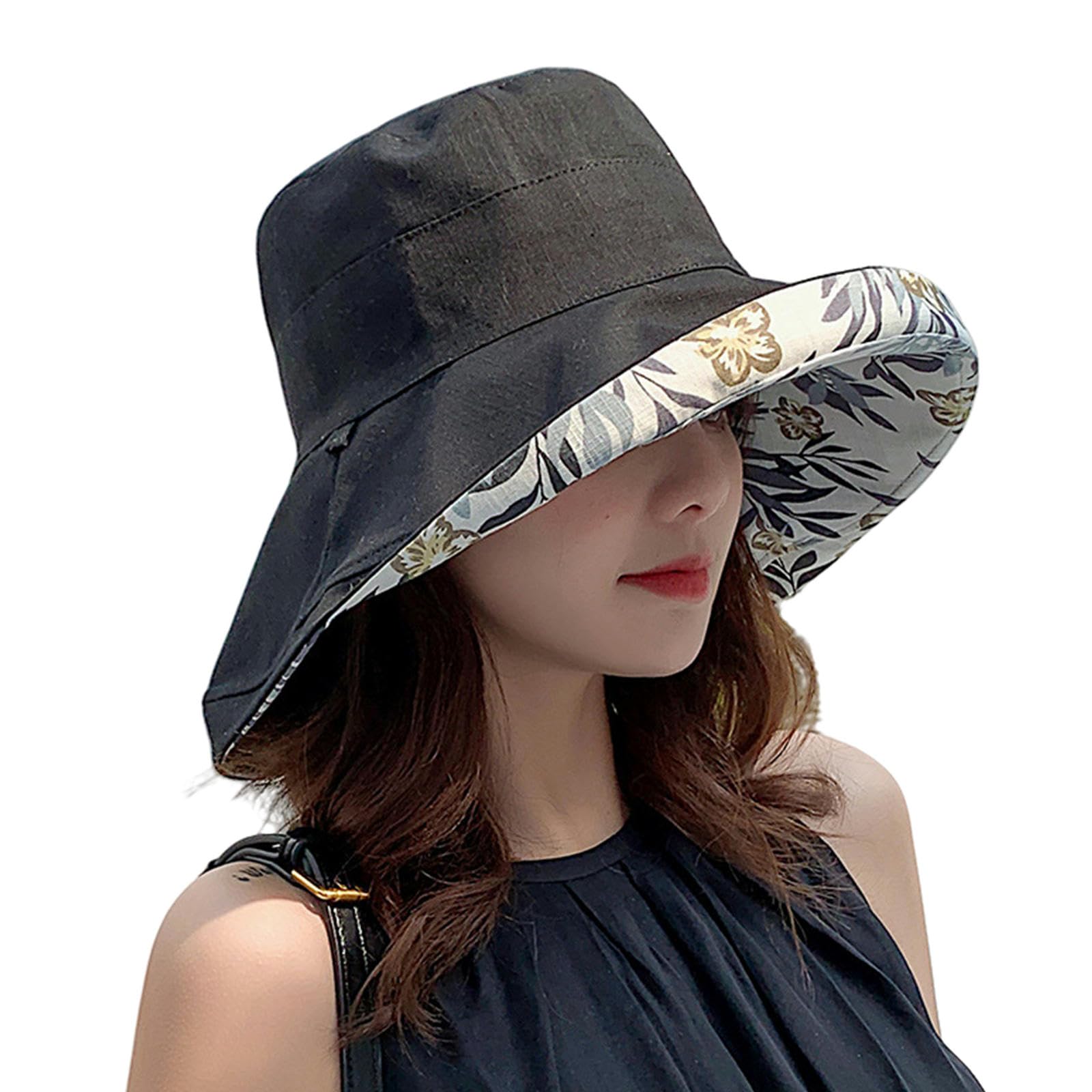 Sombreros for el Sol, Sombrero de Paja, Playa, Pescador con ala Ancha y protección UV for Mujer, Plegables, Reversibles Doble Cara