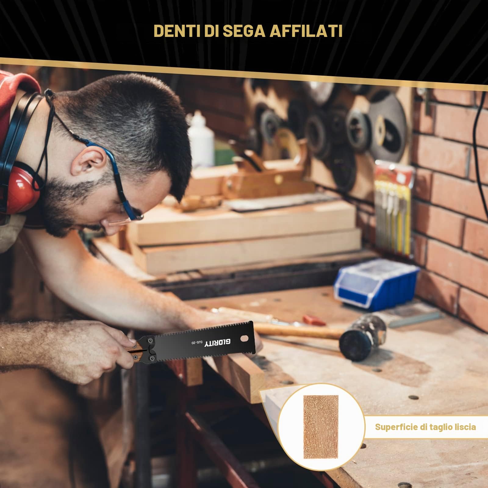 Sega Giapponese GLORITY 140mm con Doppi Bordi di 13/14 TPI, Lama SK5, Tre Lati Disegno Denti di Rettifica, Sega Pieghevole per Lavorazione del Legno e Fai da Te