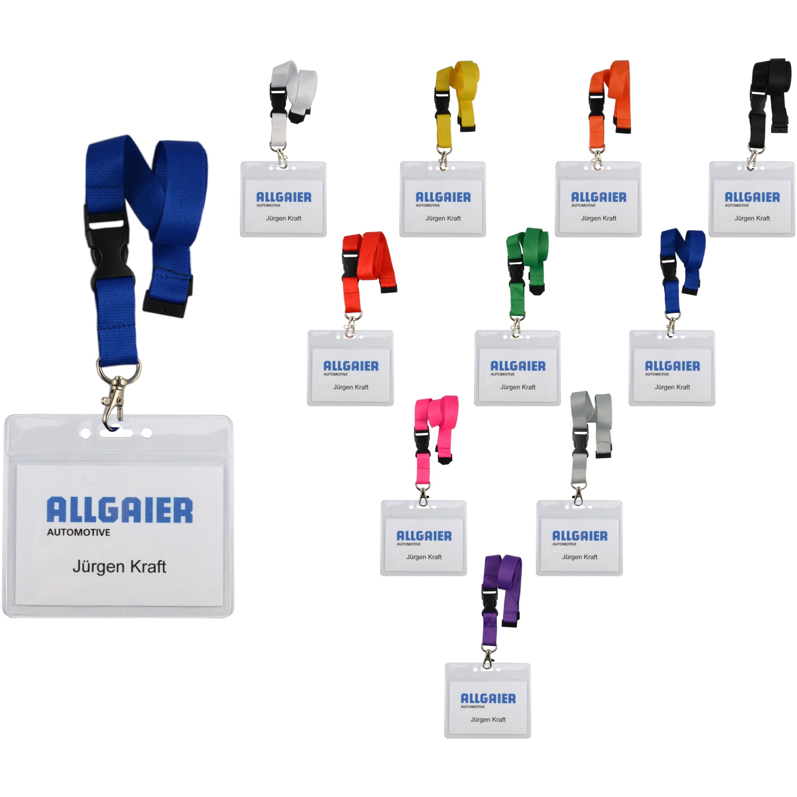 Schmalz® Cordón para el cuello, funda para tarjetas de identificación con cinta, transparente, PVC, soporte para tarjetas de identificación, correa para el cuello, para empresas, exposiciones, ferias