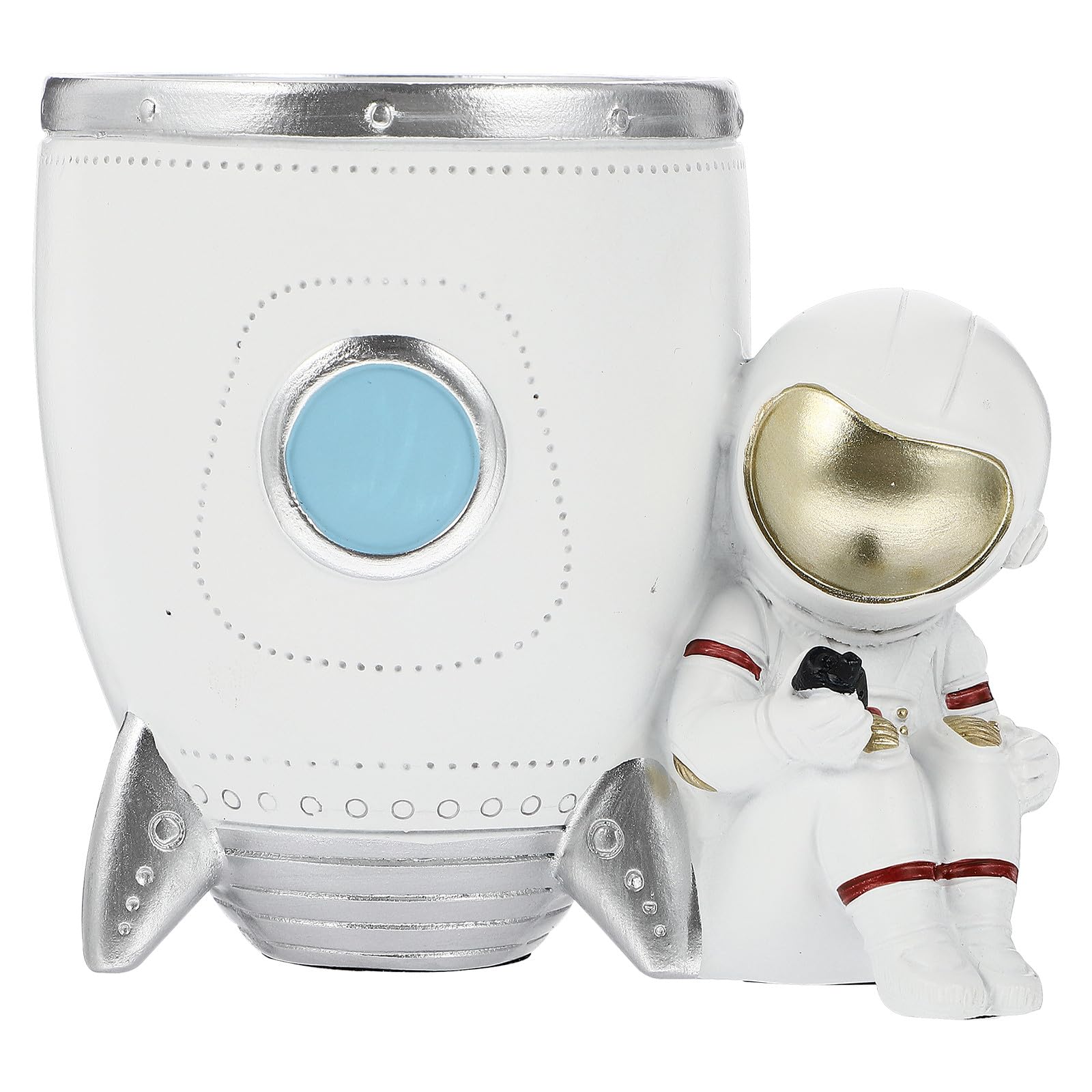 Porte-stylo astronaute blanc organisateur de bureau créatif en résine fusée