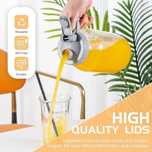 Miniatura 5 de Mason Jar Tapa abatible con asa, sello hermético y a prueba de fugas, boca ancha, paquete de 5