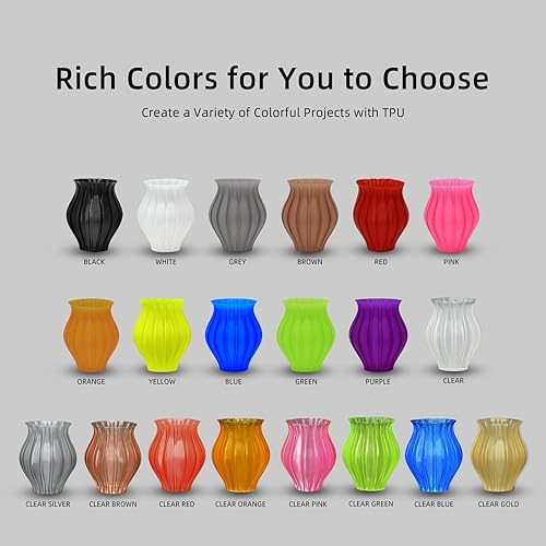 Miniatura 7 de Geeetech - Filamento de TPU 95A de 0.07 pulgadas, consumibles flexibles y suaves para impresora 3D, precisión dimensional +/- 0.001 pulgadas, Blanco