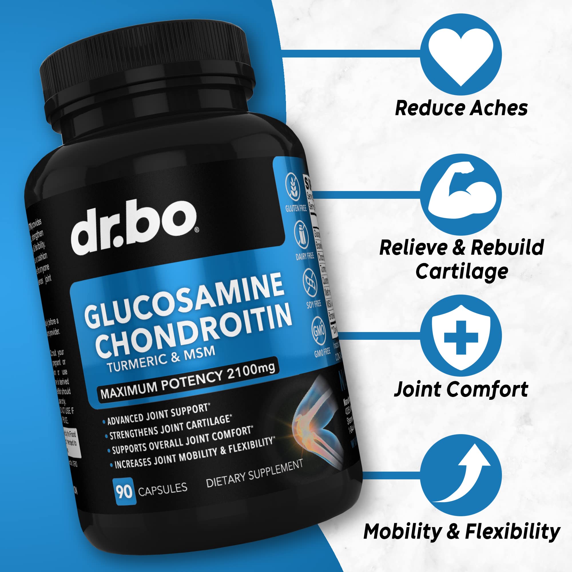 Glucosamine Chondroitin Turmeric MSM Joint Pain Relief Supplements