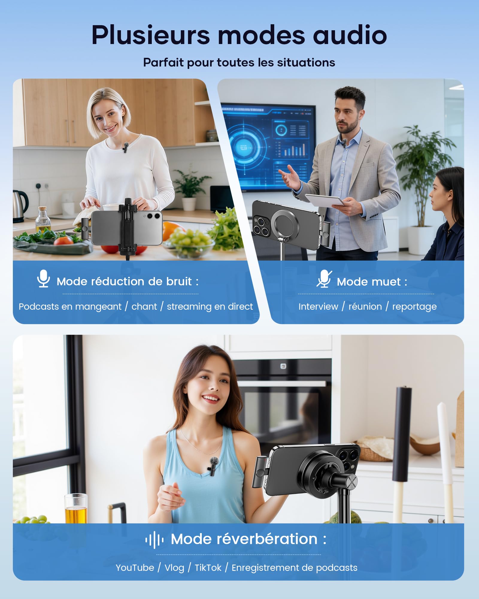 CZOCPOS Micro Cravate sans Fil pour Phone, Pad et Android (Lot de 2), Réduction de Bruit, Utilisation Facile & Son Professionnel pour Vidéos, Podcasts, Streaming, Youtube, TikTok & Vlogs