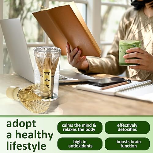 Miniatura 6 de LemonRoad 12 piezas de batidor de bambú de 100 puntas para polvo de matcha, tradicional japonés, Chasen, agitador de bambú orgánico hecho a mano