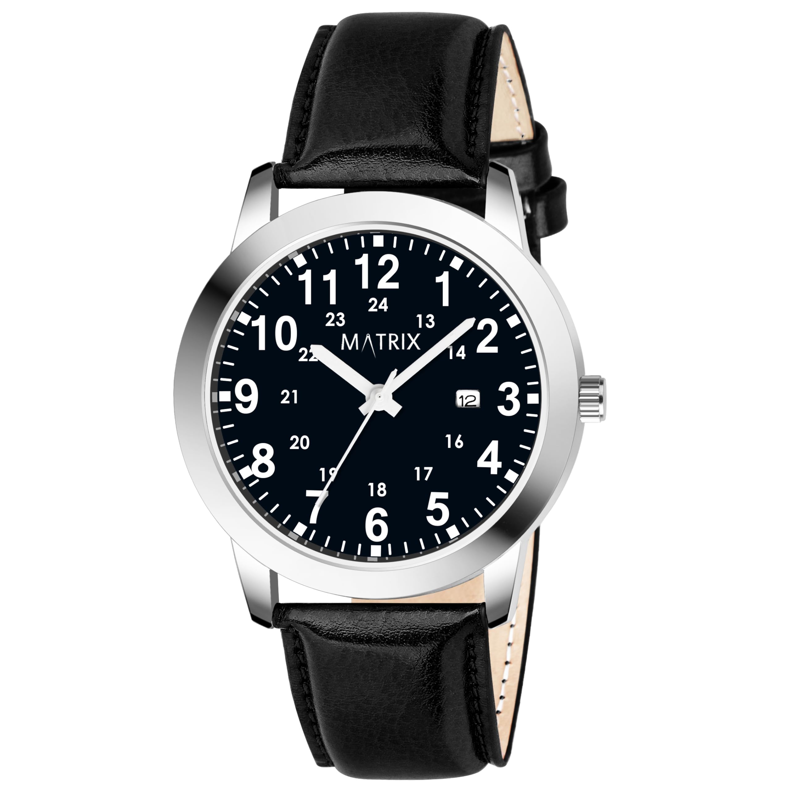 Matrix Classic Date Display Dial with Leather Strap Analog Watch for Men & Boys (Blue) (Black) (B0D9H4Y7BT) Amazon Price History, Amazon Price Tracker