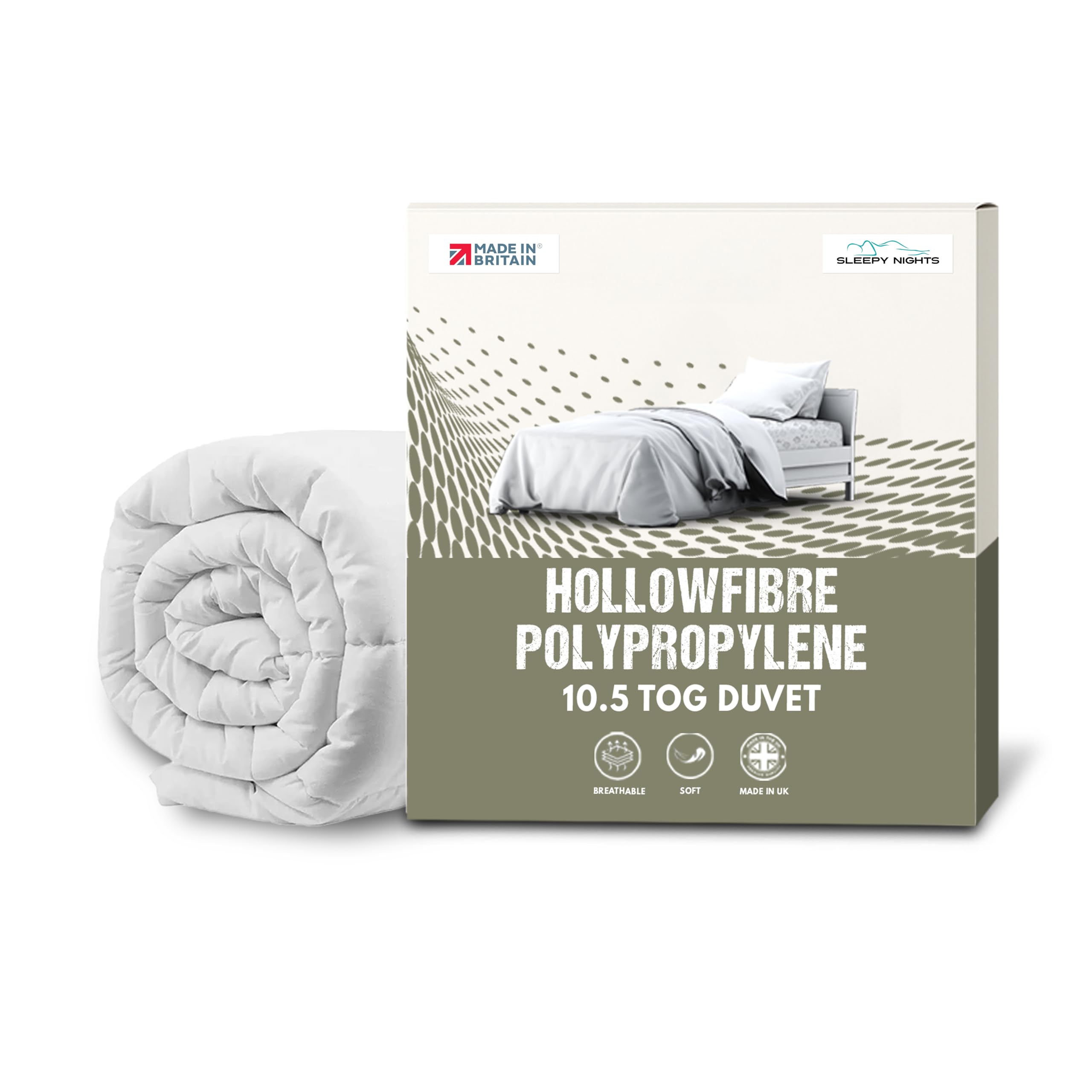 SleepyNights Super King Duvet 10.5 Tog - All Year Round Breathable Quilt for Summer, Autumn & Winter, Anti-Allergy & Hypoallergenic Hollowfibre Filling, Soft & Cosy, Non-Allergenic (260x 220cm)