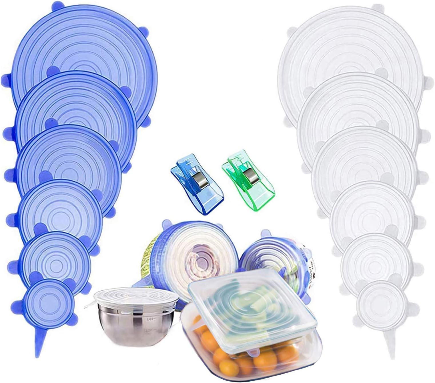 Reusable Silicone Stretch Lids for Bowl,Cup,Pot,Pan,Dish, Food Covers,Flexible Silicone Lids Food Wrap Apply to All Kinds of Food Storage Container