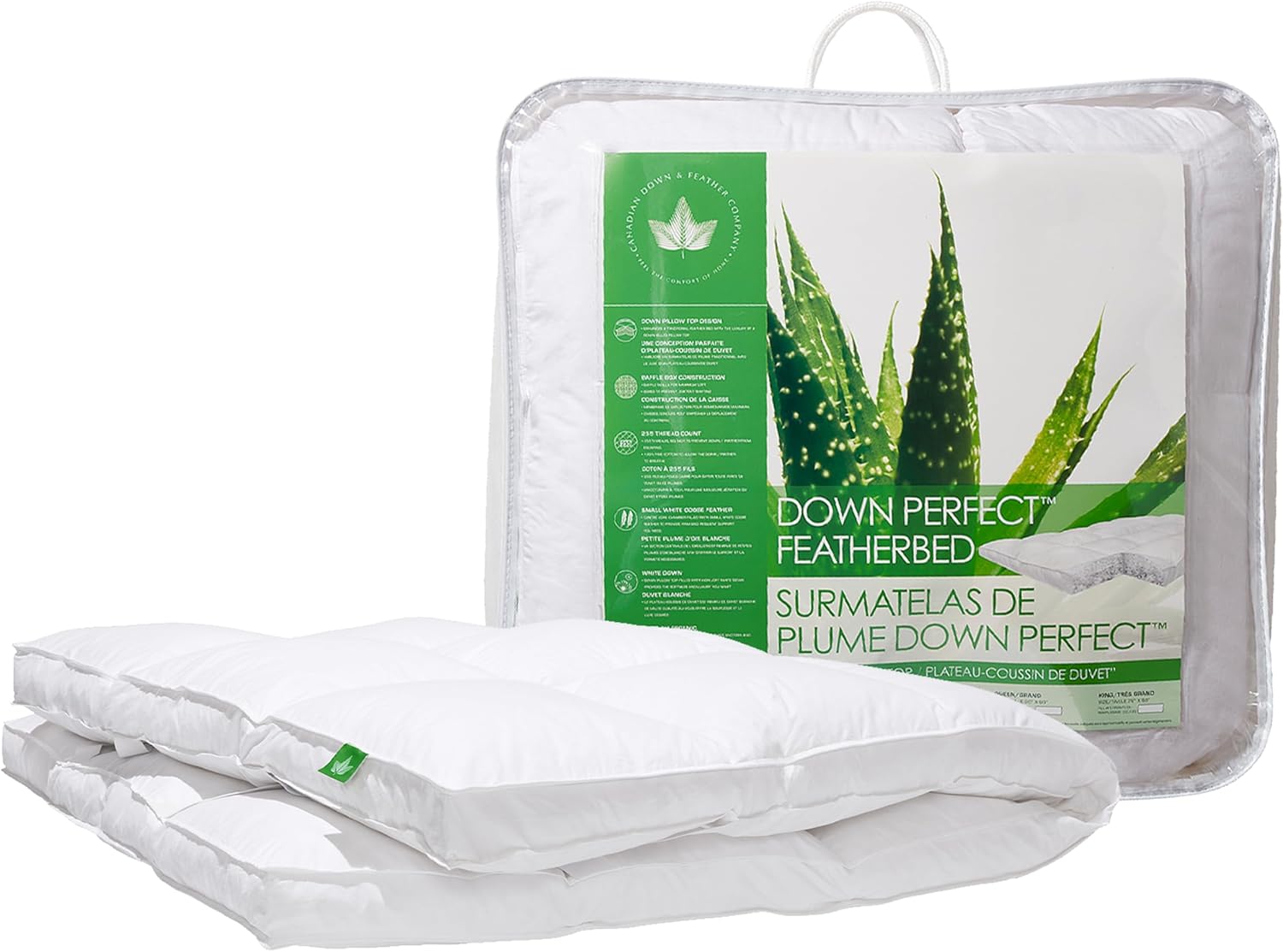 Canadian Down & Feather Co. - Down Perfect Feather Bed King Size - 255 TC Shell 100% Cotton Mattress Topper - Oeko TEX Certified…