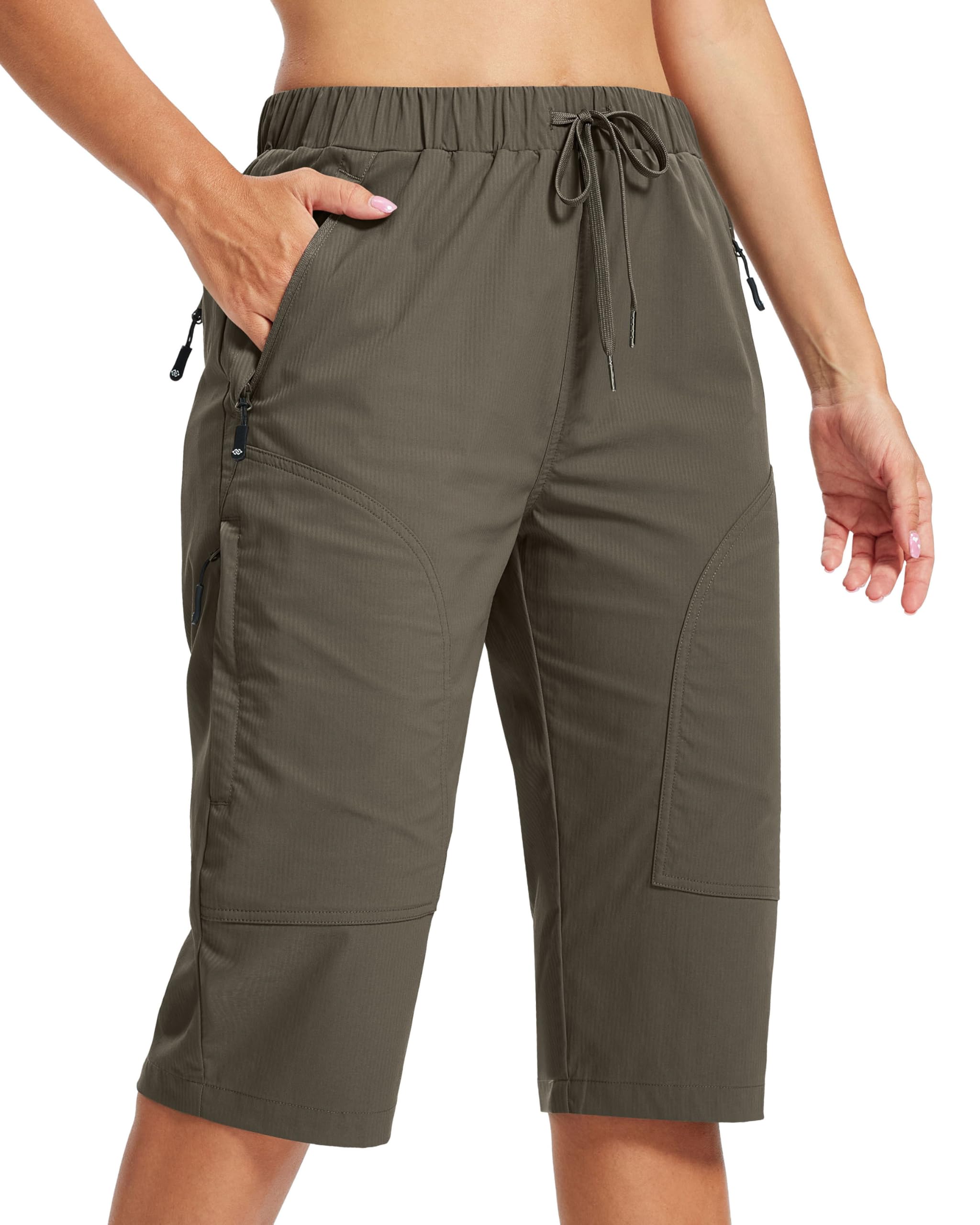 MoFiz Pantalones Cortos de Trekking Mujer Bermudas Secado Rápido 3/4 Pantalones de Senderismo Acampada Marcha Safari Deporte Shorts con 5 Bolsillos
