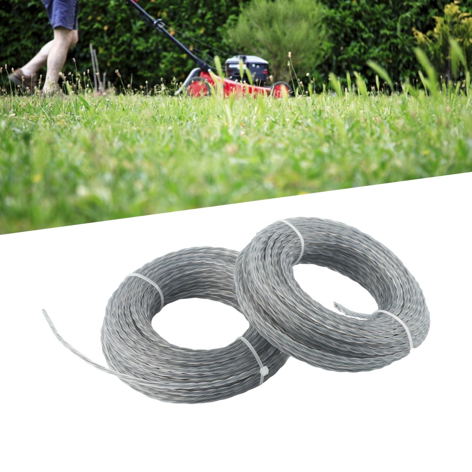 Hilo Desbrozadora Hilo de desbrozadora de césped reforzado con núcleo, carrete de hilo de 2,0-3,0 Mm X 15m/30m for cortar plantas silvestres, herramientas de jardín y agricultura, 2 juegos(15mx2.4mmx