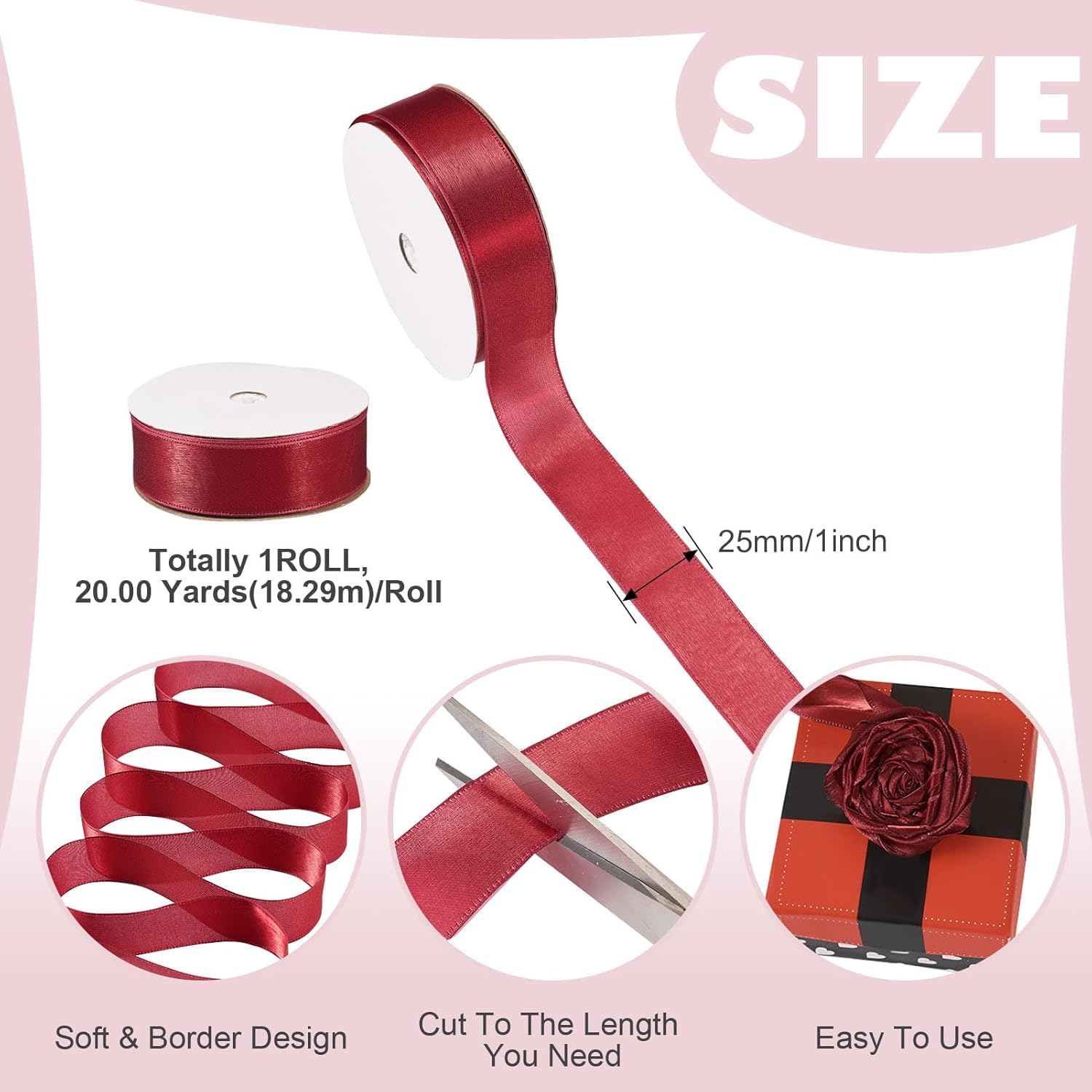Cinta para Regalos Cintas de 100 Yardas, Cinta para Envolver Regalos, Cintas Decorativas de Tul Transparente de 2,5 cm para Ramos de Flores, Regalos, Manualidades, Lazos, Fiestas, Bodas