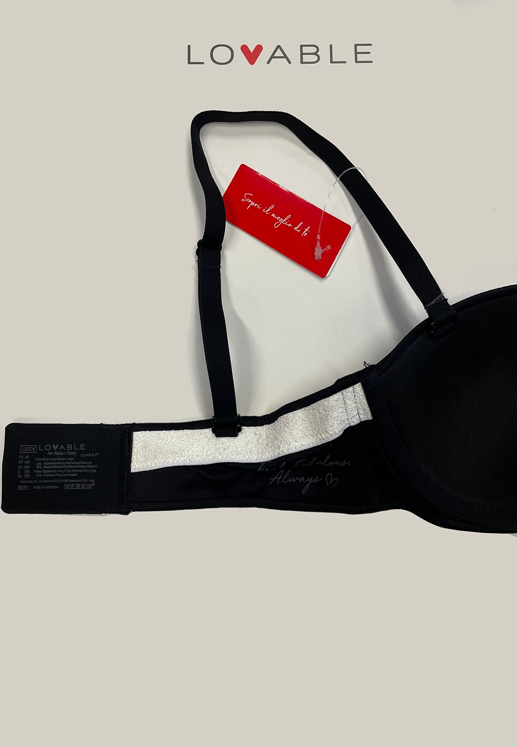 Lovable Reggiseno con Spalline Removibili Body Bliss Donna, Nero, 80B