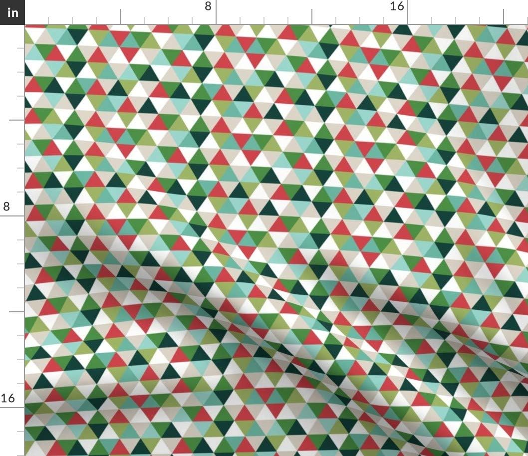 Spoonflower Fabric - Christmas Triangles Micro Print Geometric Small Red Green Xmas Holiday Printed on Petal Signature Cotton Fabric by The Yard - Sewing Quilting Apparel Crafts Decor