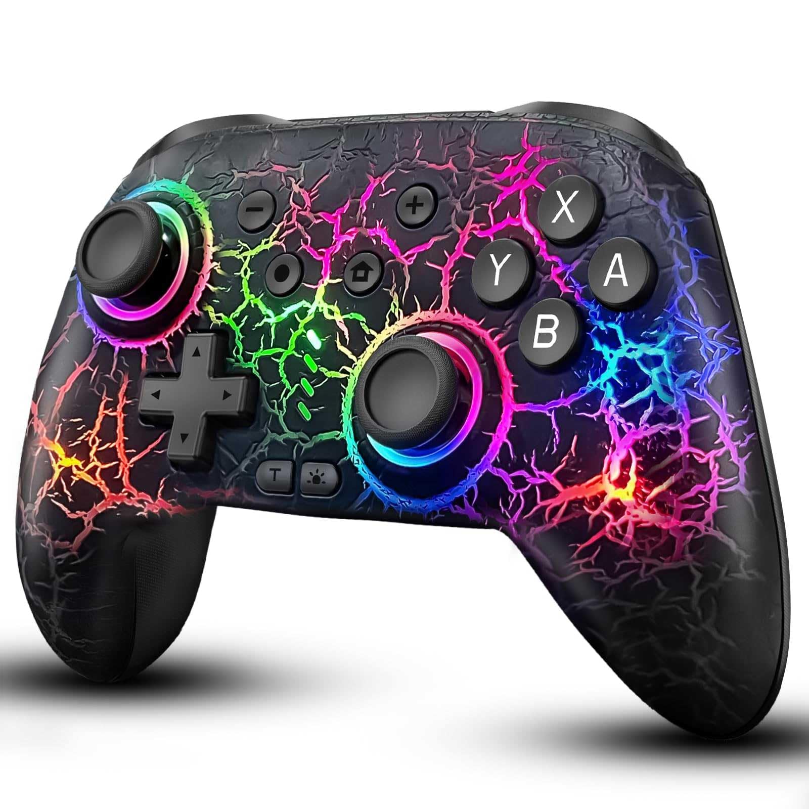 ZRZLMVP Controlador de interruptor, controladores inalámbricos Switch Pro compatibles con Nintendo Switch/OLED/Lite, mandos a distancia recargables de 1000 mAh con LED de 9 colores, despertador, turbo