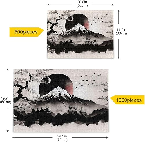 Miniatura 5 de Rompecabezas de madera de 1000 piezas de impresión de pintura tradicional japonesa, con bolsa de almacenamiento de partición del alfabeto, fácil de