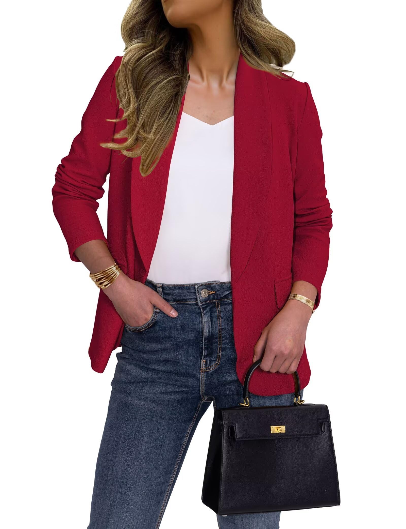 Women's Blazer Business Casual Lapel Collar Long Sleeve Open Front Work Office Suit Jackets Blazer, S-XL-image-29