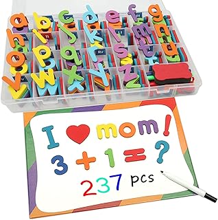 Classroom Magnetic Letters 237 Pcs Foam Alphabet Letters with Double - Side Magnet Board for Kids Spelling and Learning