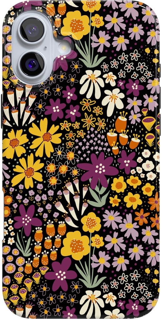 Casely iPhone 16 Case | Falling for You | Plum Floral | Compatible with MagSafe | Classic Ultra Slim Design
