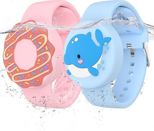 Waterproof Air tag Bracelets For Kids (2 Pack) - Soft Silicone Hidden Air tag Wristband - Lightweight GPS Tracker Holder Compatible with Apple