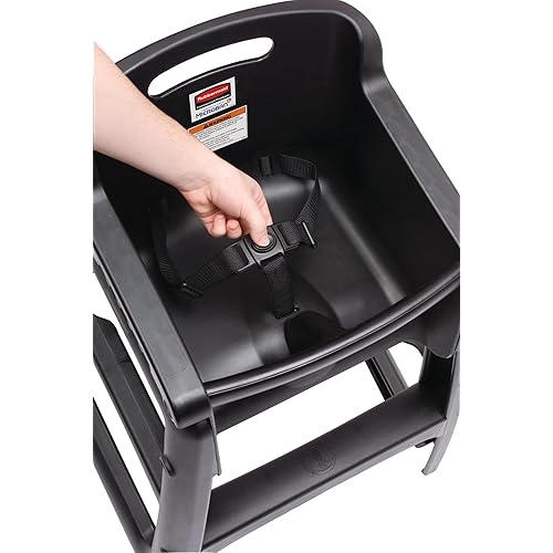 Rubbermaid Commercial Products Sturdy High Chair, 33lb Capacity, Black, Pre-Assmbled Without Wheels, Stackable, Fits Under Table for Child/Baby/Toddler Seating
