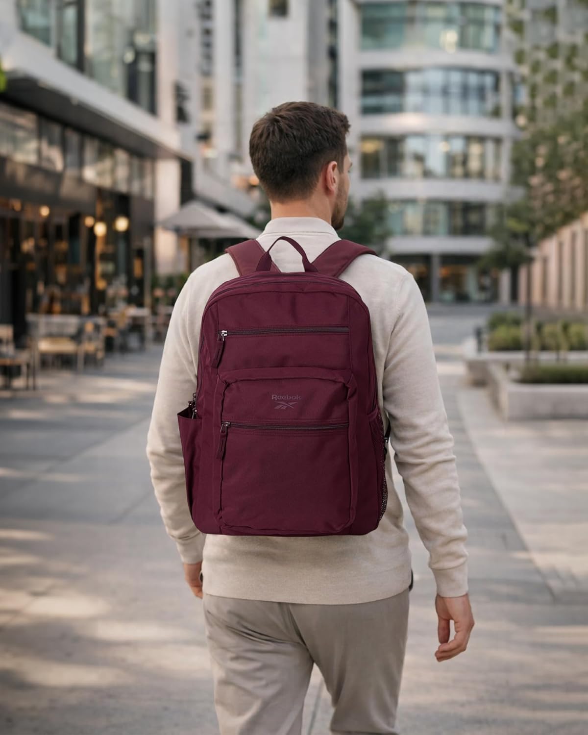 Reebok Element Backpack - Multipurpose Lightweight Carry On Everyday Bag for School Gym and Travel Backpack for Men & Women, Jaylen Black Cherry