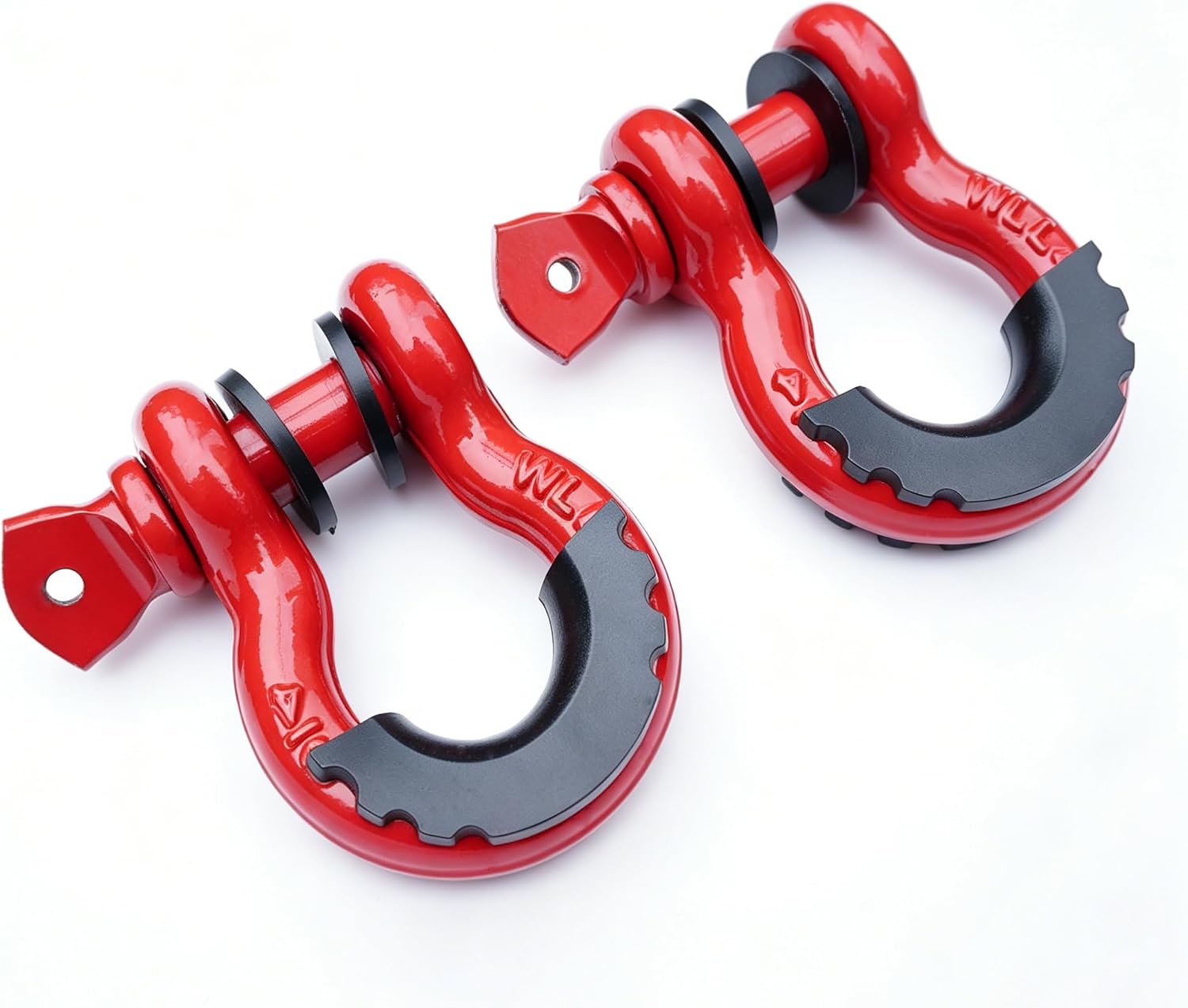 3/4" D Ring Shackles 2 Pack 4.75 Ton Tow Recovery Shackles Red | 3/4" D-ring shackles rated 4.75 ton WLL for off-road recovery, towing and Jeep, truck and SUV recovery use