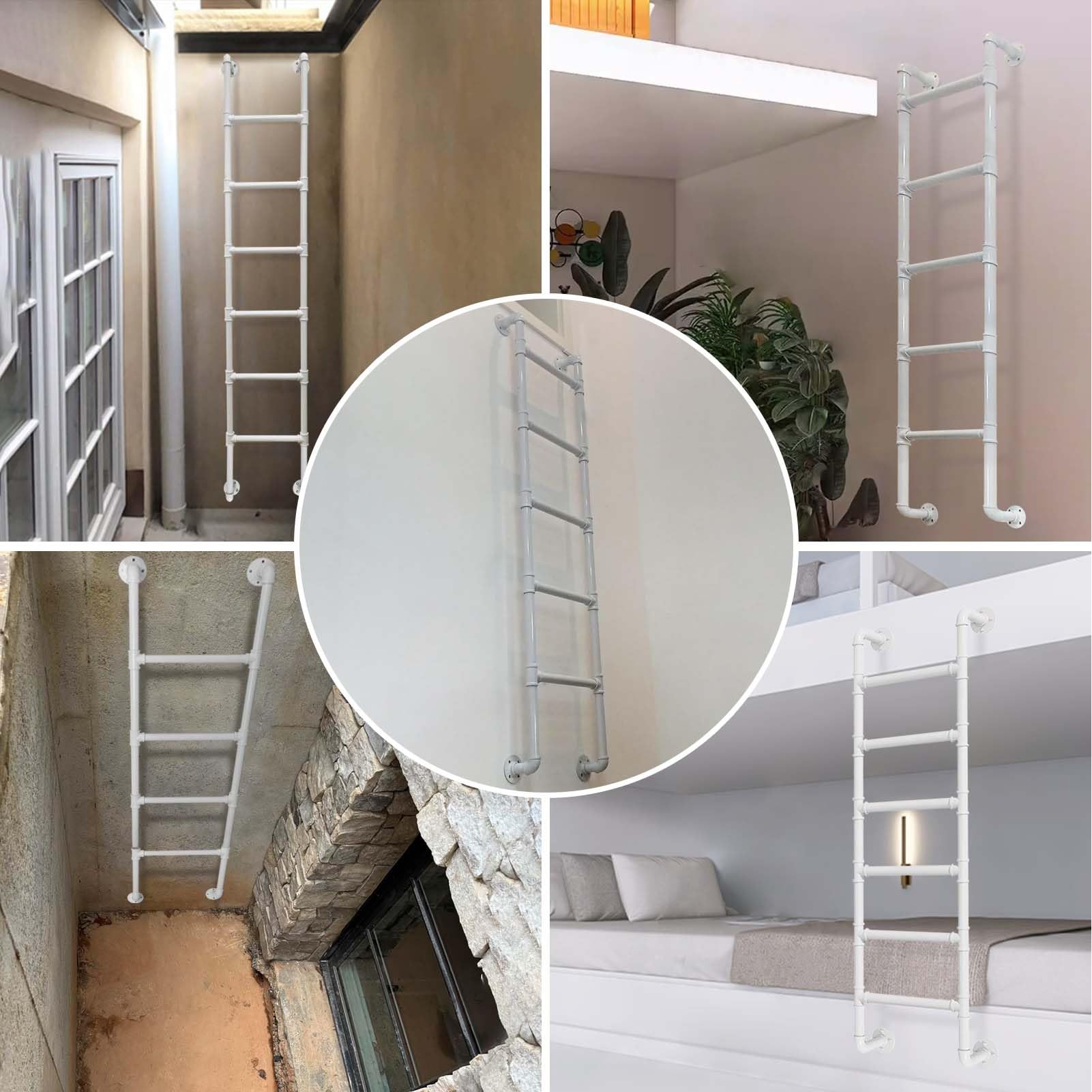 Échelle de lit superposé intérieure 3marches/4marches/5marches pour appartements en dortoir à domicile, échelle de montée de lit haut, échelle de sortie de lit mezzanine en fer forgé à fixation murale