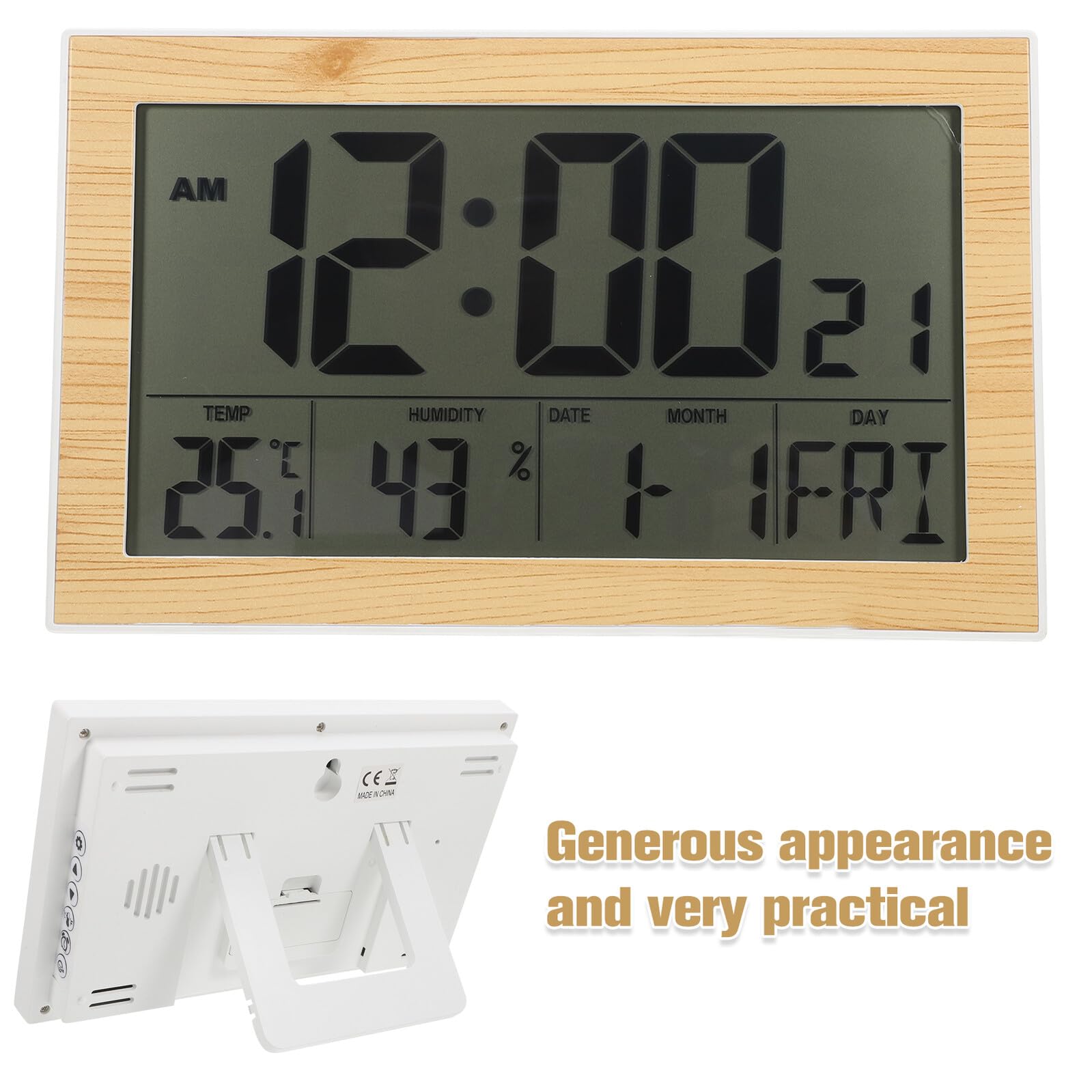 MAGICLULU Orologio Digitale da Parete e Display Chiaro Design Compatto in Abs Termometro Integrato Funzione Allarme per Soggiorno