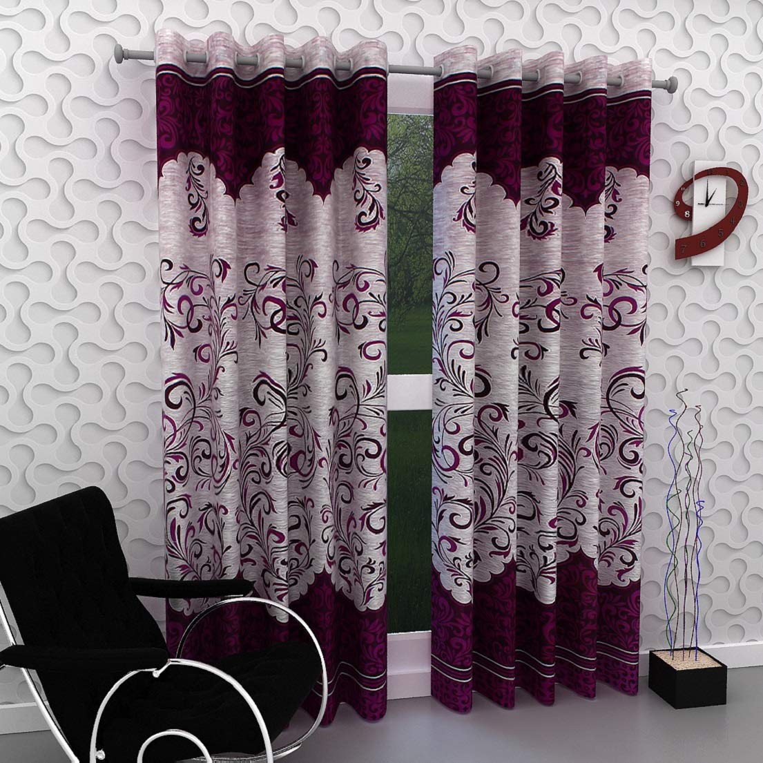 Home Garage Eyelet Door Polyester Curtains Set of 2 - (Purple 4x7)-image-27