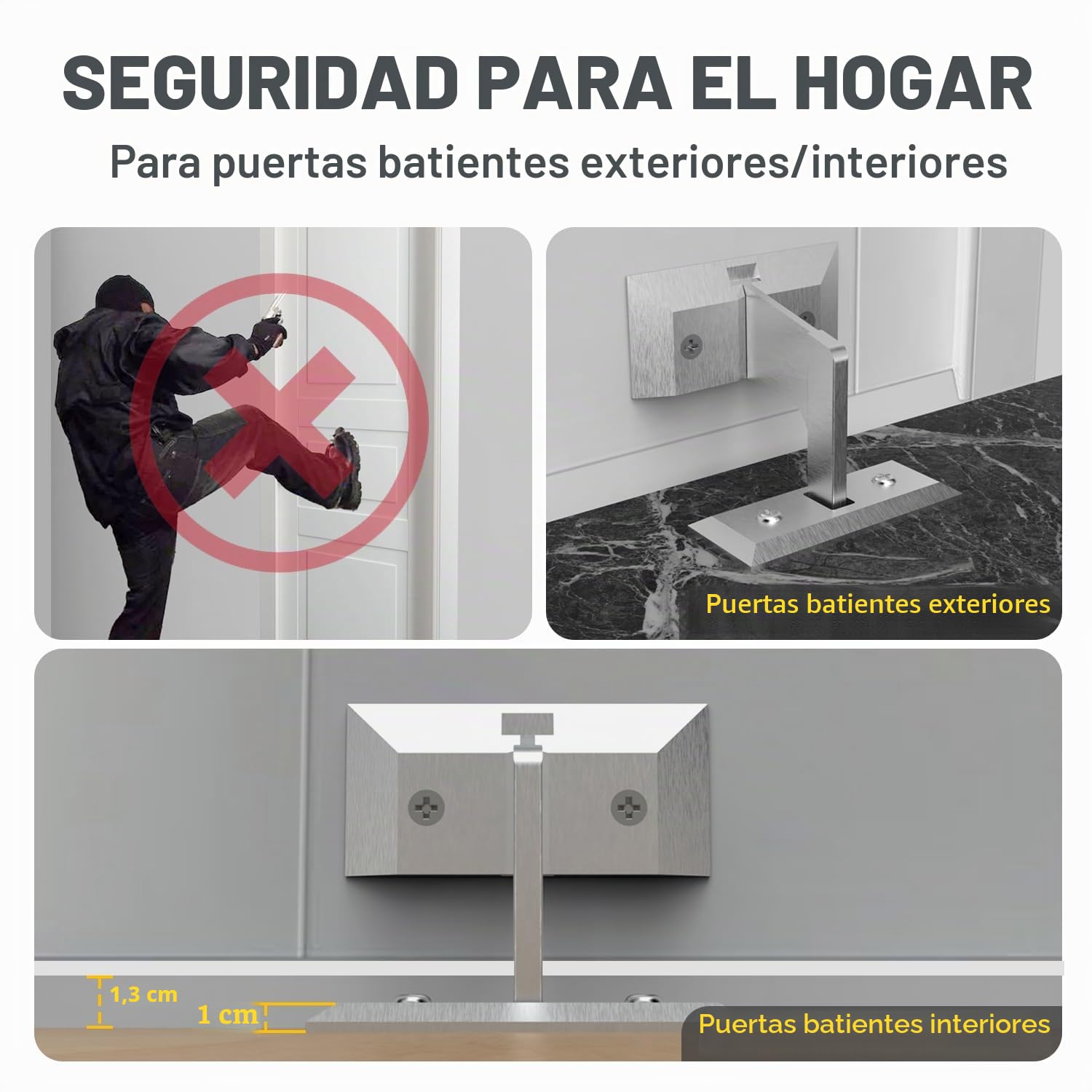 Barra de seguridad antirpatadas para puerta para evitar robos y ladrones, apto para puertas batientes