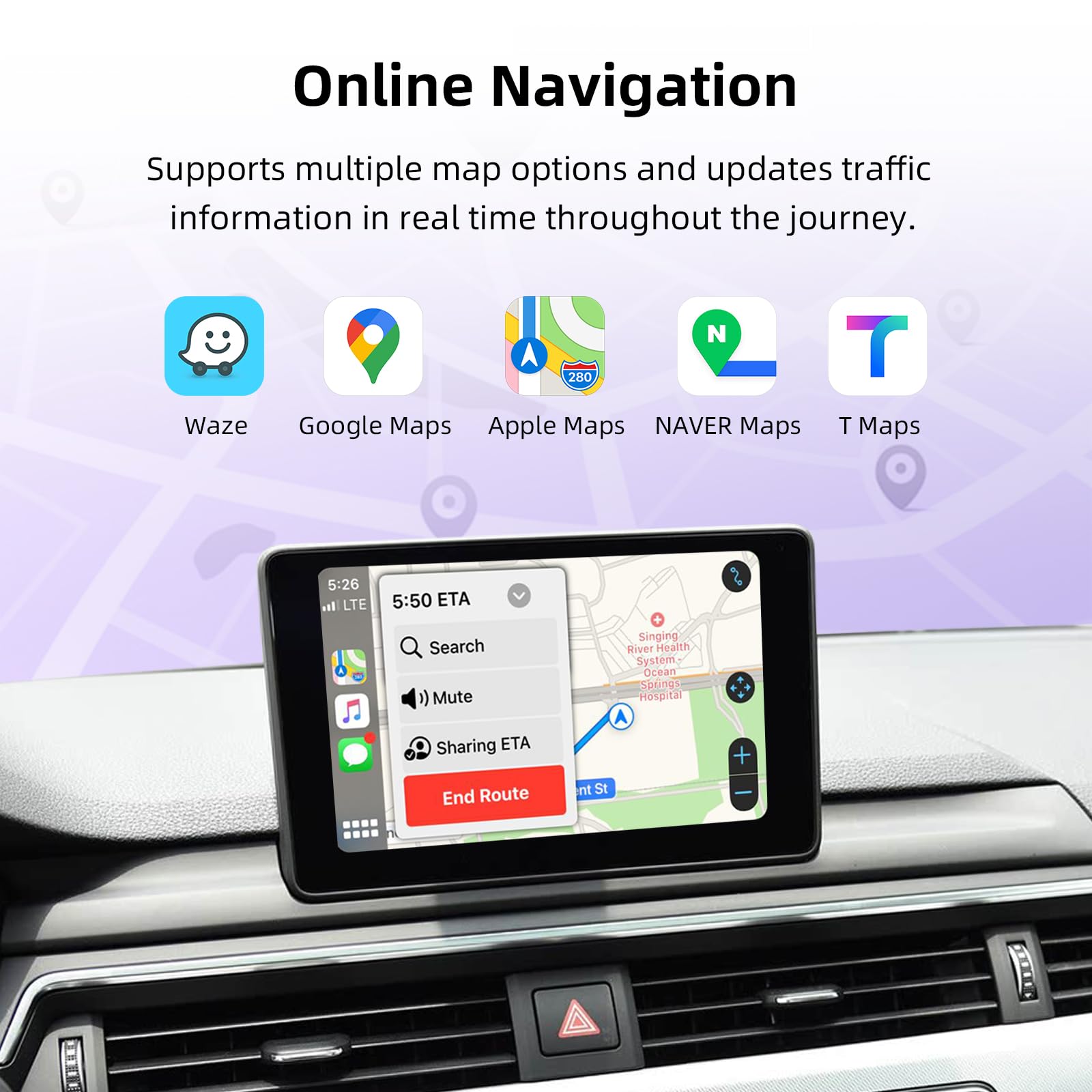 EZoneTronics CarPlay inalámbrico y Android Auto Retrofit Kit para Audi A4/A5/A6/A7/Q2L/Q5L/Q7 2014-2022 con Sistema MIB/MMI 3G Plus OEM Decodificador Plug & Play con MirrorLink SWC WiFi BT GPS Siri