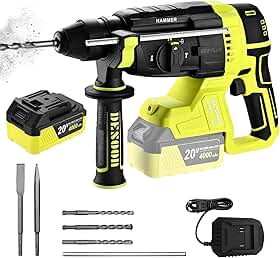 DESOON Martelete Perfurador Rompedor 20V Motor Brushless Sem Fio Profissional 3 Funções 3.0J SDS-Plus com Maleta Bateria E Carregador