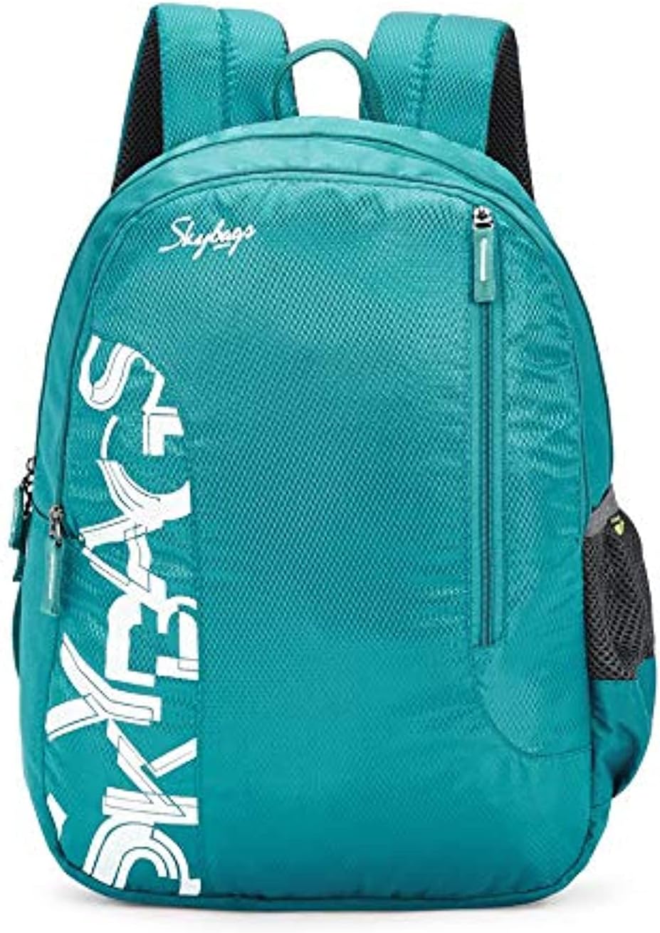 Casual Backpack 28L, 2 Main Compartments, Bottle Pocket, Front Pocket, Padded Shoulder Strap, Sea Green, One Size