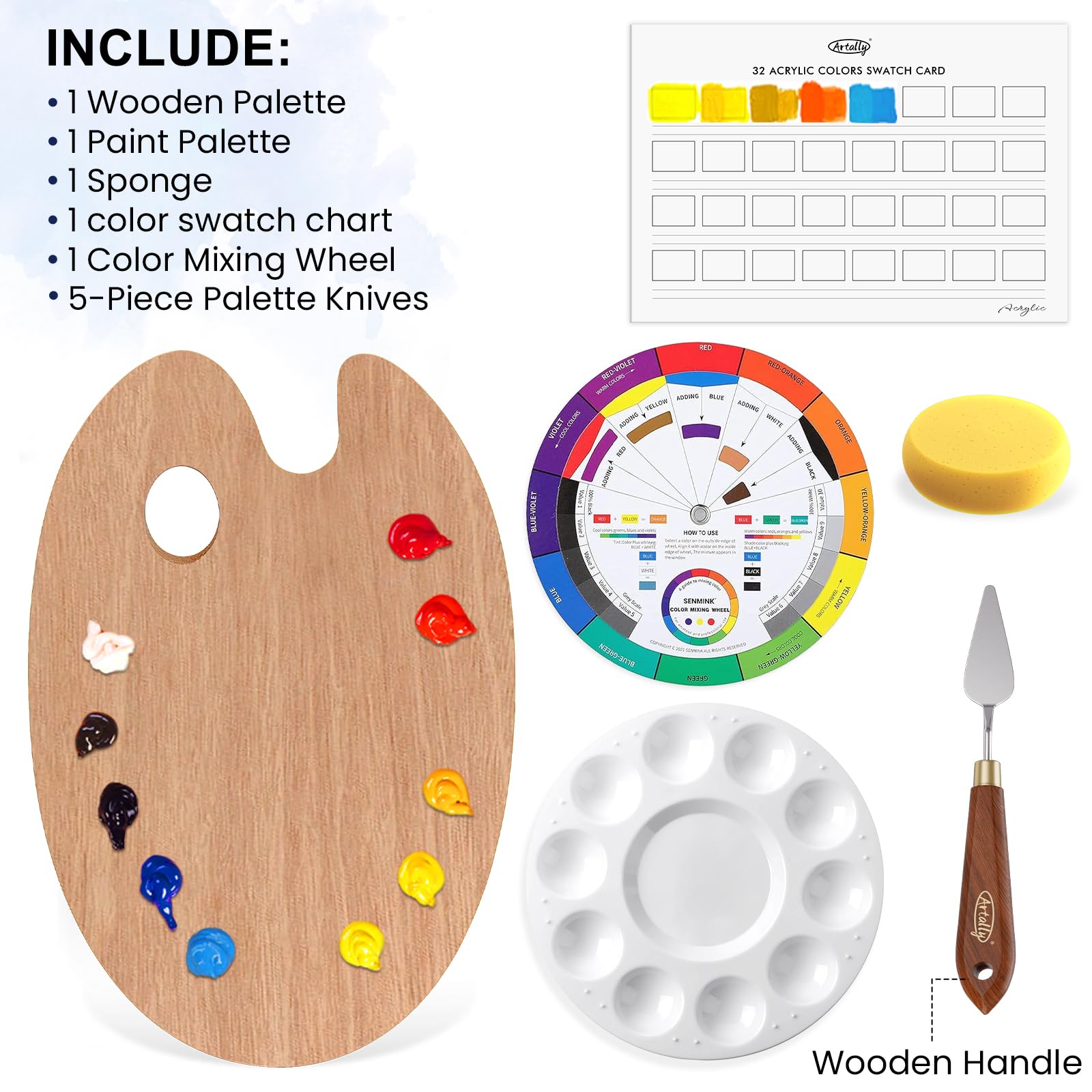 ARTALLY Juego de pintura acrílica para adultos y niños, 62 piezas, kits de pintura en lienzo, pintura acrílica de 32 colores (22 ml), caballete de mesa, pinceles, lienzo, kit de suministros de pintura