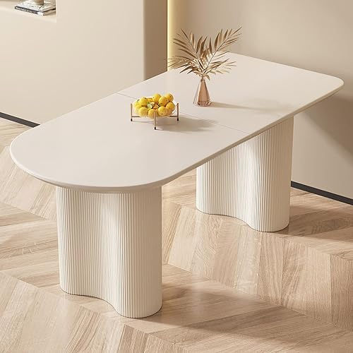 Miniatura 28 de Juego de mesa de comedor para 4, mesa de cocina moderna con 4 sillas, juego de mesa de comedor para cocina, comedor, hogar y oficina (mesa blanca de