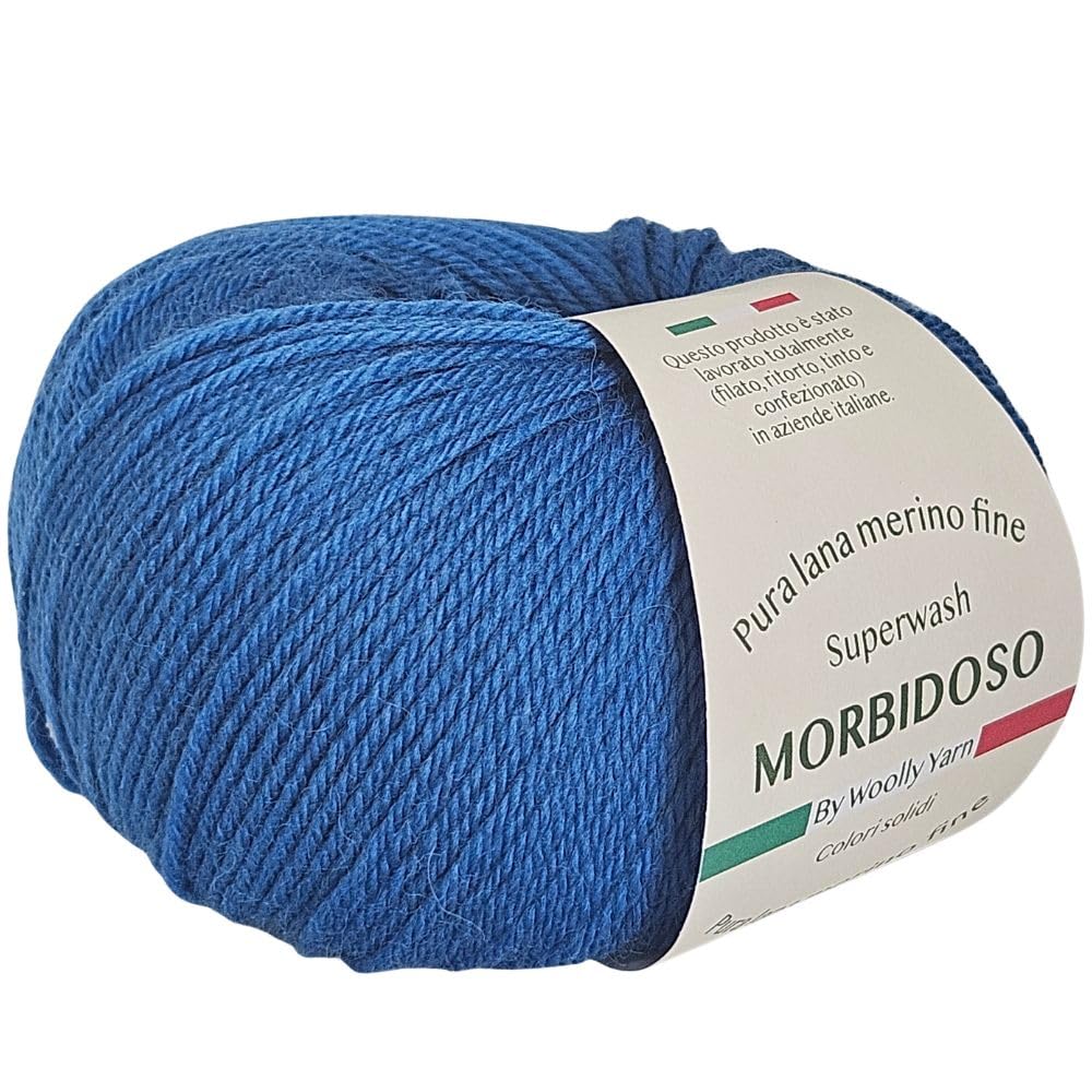 Non-Shrink 100% Merino Wool Yarn Ball, for Crochet and Knitting, Baby Wool, Solid Colors, 50g 150m, for Blankets, Clothing, and More (Royal Blue 707)