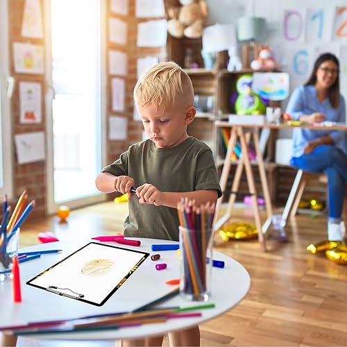 Miniatura 4 de Portapapeles de plástico con soporte para bolígrafo, tamaño carta A4, lindo portapapeles con clip de perfil bajo y lazo para colgar, adecuado para